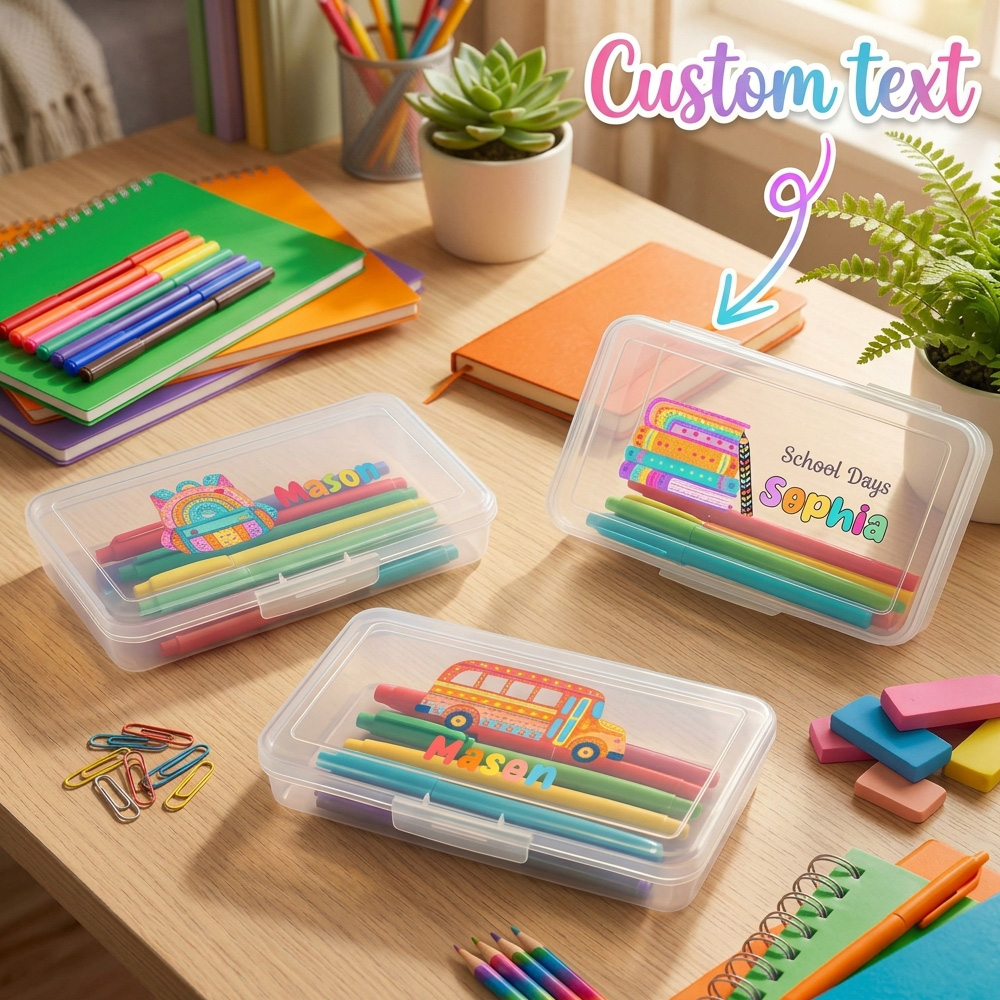 Personalized Name Box - Kişiselleştirilmiş Kalemlik, İsim Yazılı Şeffaf Plastik