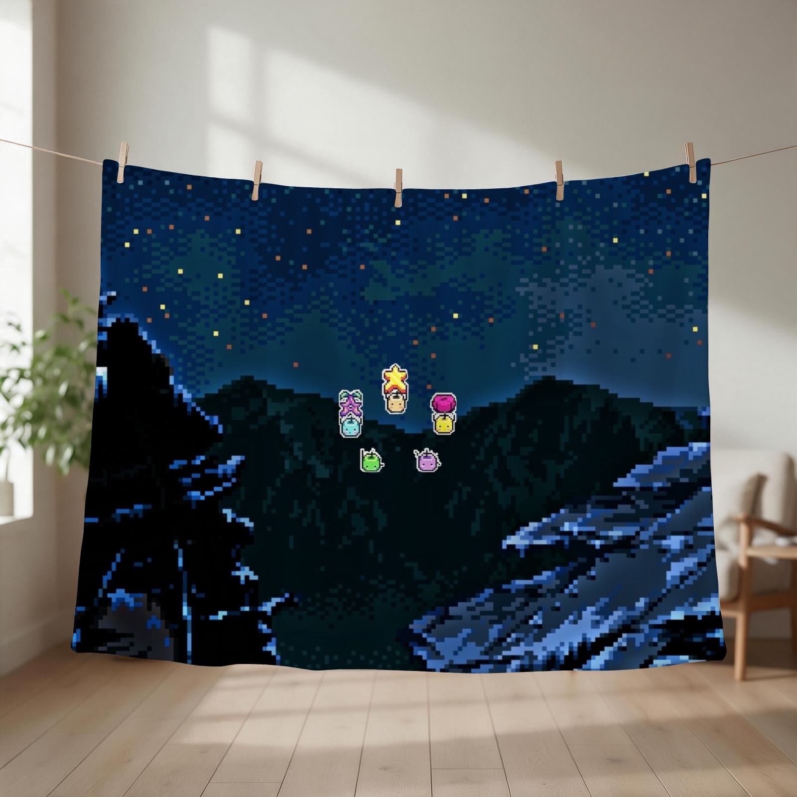 Custom Night Sky - Junimos gece gökyüzü desenli battaniye, Noel